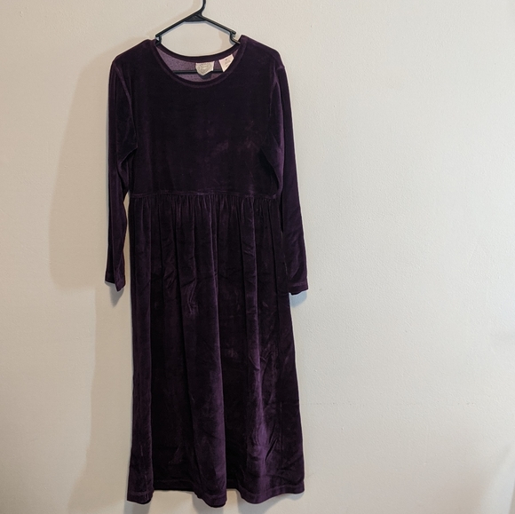 Vintage Deep Purple Velvet Long Sleeve Dress / M - Picture 7 of 7